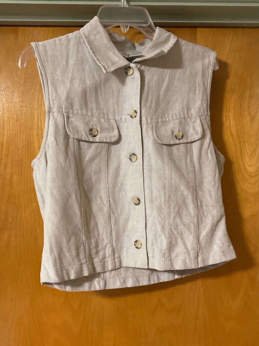 Vintage Talbots Cotton Linen Blend Vest Sleeveless Top Medium